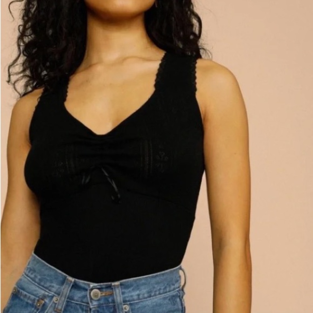 Rouje Black Tank with Ribbon Detail